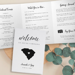 South Carolina Wedding Welcome Letter & Itinerary Dreifach-gefaltete Programmkarte
