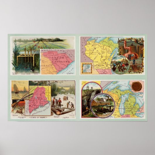 South Carolina, Wisconsin, Maine, Michigan Poster (Vorne)