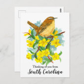 South Carolina Wren Bird denken Sie an Sie Postkarte (Vorne/Hinten)