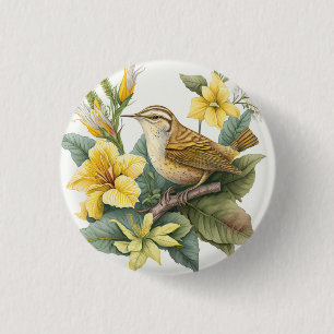 South Carolina Yellow Jessamin Carolina Wren Button
