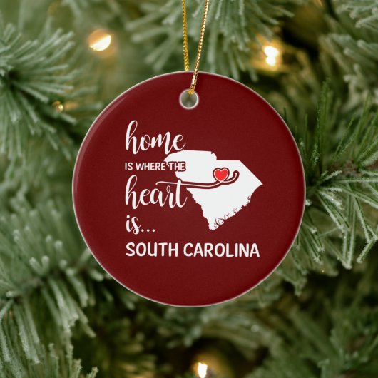 South Carolina Zuhause ist das Herz der Keramik Keramik Ornament (Baum)