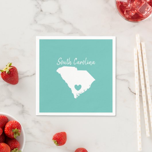 South Carolina Zuhause Staat Karte Liebe Form Serviette (Beispiel)