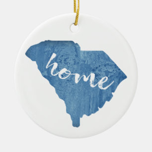 South Carolina Zuhause Wood Grain Keramik Ornament