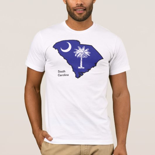 South- Carolinaflaggen-Karte T-Shirt (Vorderseite)