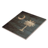 South- CarolinaStaats-Flagge auf altem hölzernem Fliese (Seite)