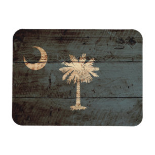 South- CarolinaStaats-Flagge auf altem hölzernem Magnet