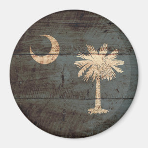 South- CarolinaStaats-Flagge auf altem hölzernem Magnet
