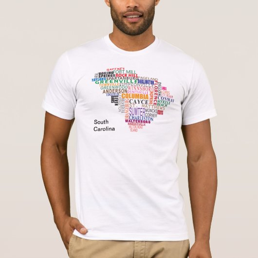 South- Carolinastadt-Karte T-Shirt (Vorderseite)