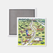 South Congress Ave ATX Cartoon Map Magnet (Vorderseite/Rückseite)