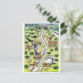 South Congress Ave ATX Cartoon Map Postkarte (Stehend Vorderseite)