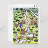 South Congress Ave ATX Cartoon Map Postkarte (Vorne/Hinten)