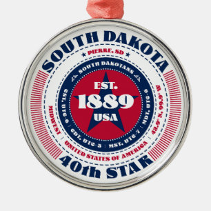 South Dakota 40. State Weihnachtsbaumschmuck Ornament Aus Metall