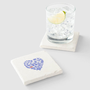 South Dakota American Staaten Blue Mosaic Heart Steinuntersetzer