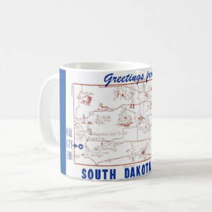 South Dakota Blue & White Postkarten-Karten-Tasse Kaffeetasse