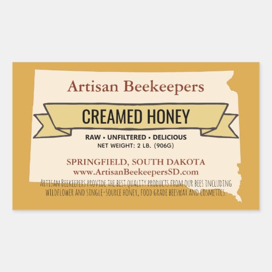 South Dakota Creamed Honey Stickers (Vorderseite)