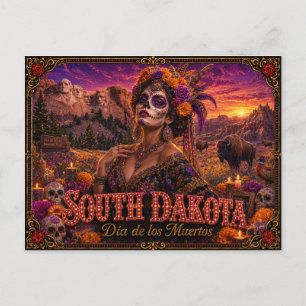South Dakota Día de los Muertos Retro Postkarte