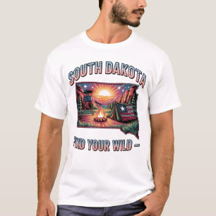 South Dakota Find Your Wild Vintage Camping Kunst T-Shirt