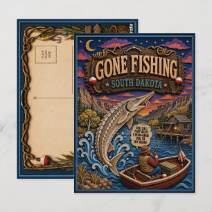 South Dakota Gone Fishing Paddlefish Postkarte