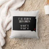 South Dakota GPS Koordiniert mit Herz Kissen (Decke)