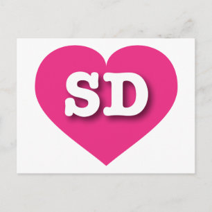 South Dakota Hot Pink Heart - I Liebe SD Postkarte