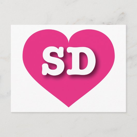 South Dakota Hot Pink Heart - I Liebe SD Postkarte (Vorderseite)