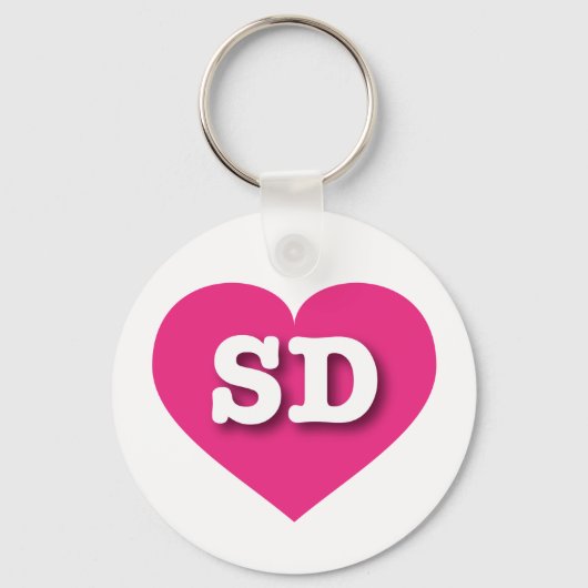 South Dakota Hot Pink Heart - I Liebe SD Schlüsselanhänger (Vorderseite)