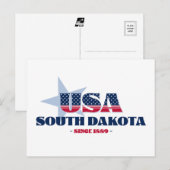 South Dakota in Rot, Weiß und Blau - Postkarte (Vorne/Hinten)