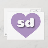 South Dakota lavender heart - I Liebe sd Postkarte (Vorne/Hinten)