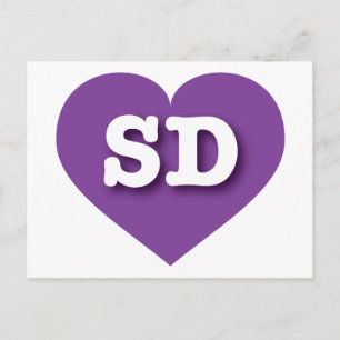 South Dakota Lila Heart - I Liebe SD Postkarte
