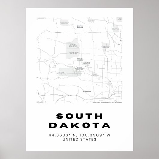 South Dakota Map Design Poster (Vorne)