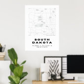 South Dakota Map Design Poster (Heimbüro)