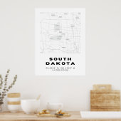 South Dakota Map Design Poster (Küche)