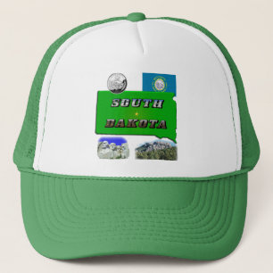 South Dakota Map, Foto Text, Imitate Quarter Truckerkappe