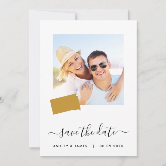 South Dakota Map Foto Wedding Save the Date Card (Vorderseite)