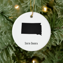 South Dakota Map - Schwarz und Weiß Moderne Keramik Ornament