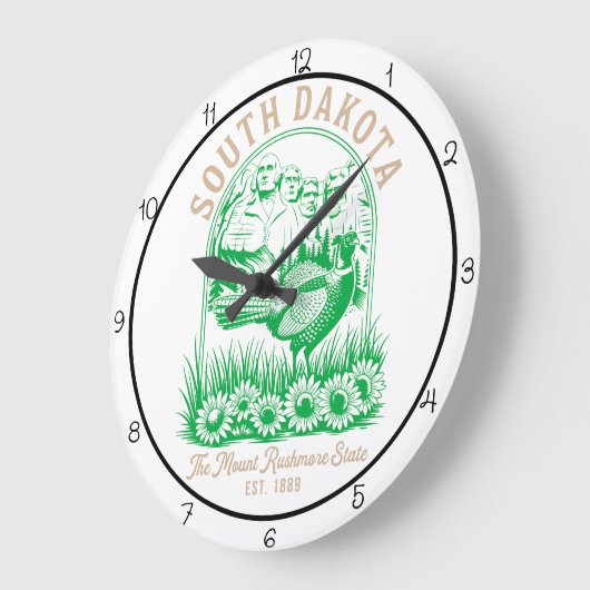 South Dakota Mount Rushmore State Pheasant  Große Wanduhr (Winkel)