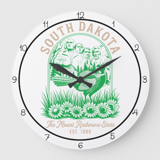 South Dakota Mount Rushmore State Pheasant  Große Wanduhr (Vorderseite)