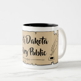 South Dakota Notary Public Scroll Feather Quill Zweifarbige Tasse