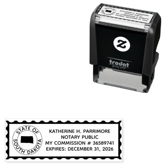 South Dakota Notary Self Inking Rubber Briefmarke Permastempel (Beispiel)