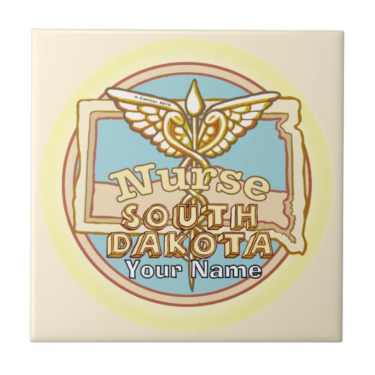 South Dakota Nurse Caduceus Tile Fliese (Vorderseite)