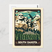 South Dakota | Patriotischer Geist Vintag Postkarte (Vorne/Hinten)