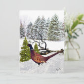 South Dakota Pheasant Christmas Flat Karte (Stehend Vorderseite)