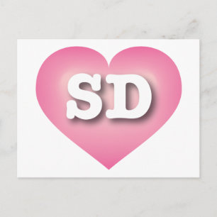 South Dakota Pink Fade Heart - I Liebe SD Postkarte