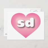 South Dakota pink fade heart - I Liebe sd Postkarte (Vorne/Hinten)