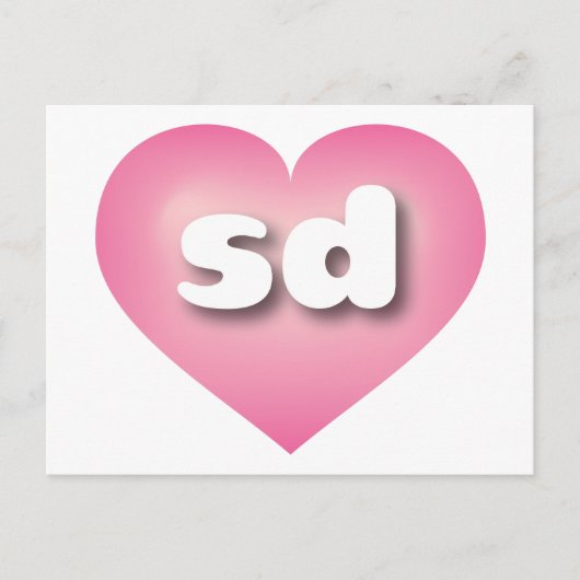 South Dakota pink fade heart - I Liebe sd Postkarte (Vorderseite)