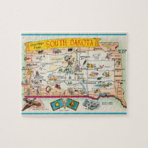 South Dakota Postcard Landkarte Jigsaw Puzzle