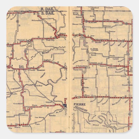 South Dakota Quadratischer Aufkleber (Vorderseite)