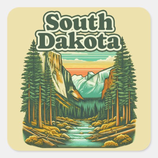 South Dakota Quadratischer Aufkleber (Vorderseite)