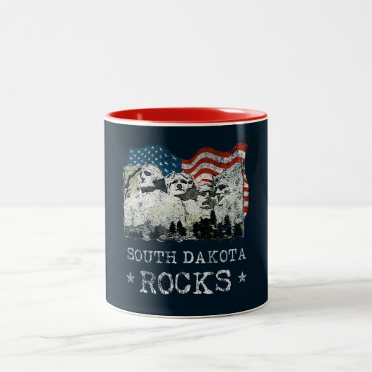 South Dakota Rocks Mount Rushmore Souvenir USA Zweifarbige Tasse (Mittel)