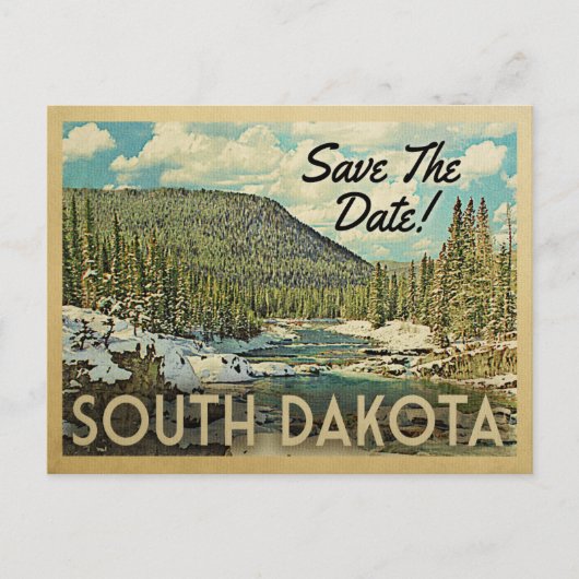 South Dakota Save the Date Mountain River Snow Ankündigungspostkarte (Vorderseite)
